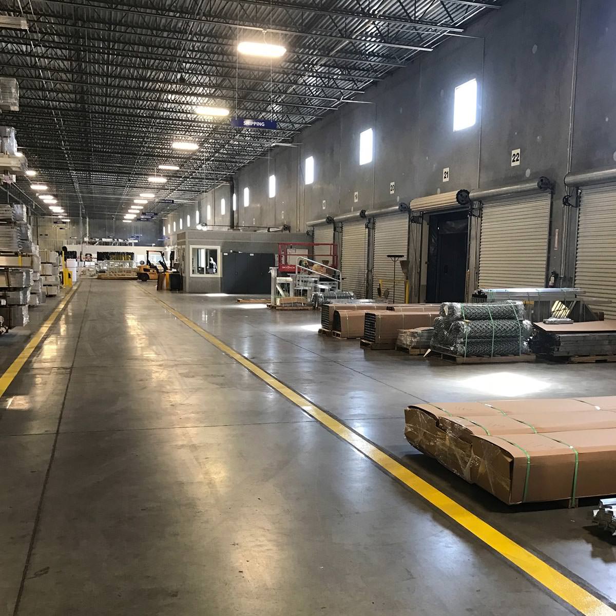 A view inside the GT Grandstand warehouse